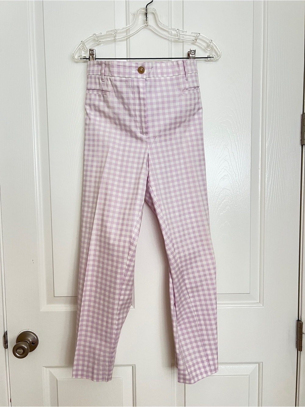 Ann Taylor Lilac and White Gingham Pants